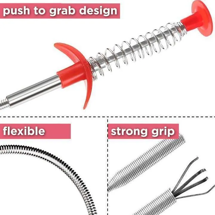 Spring Pipe Metal Wire Brush Hand Sink Cleaning Hook Sewer Dredging Device Hair Dredging Tool for Sewer Kitchen Sink Bathroom Tub Toilet Drains