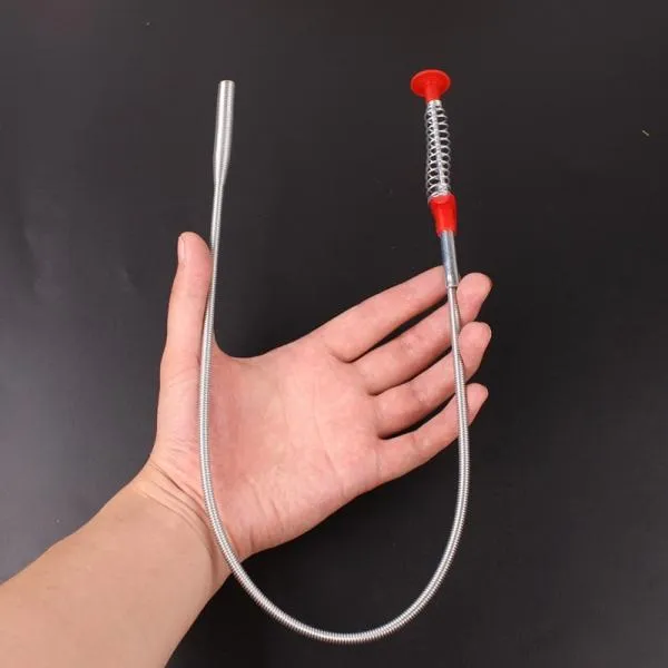 Spring Pipe Metal Wire Brush Hand Sink Cleaning Hook Sewer Dredging Device Hair Dredging Tool for Sewer Kitchen Sink Bathroom Tub Toilet Drains