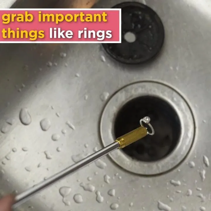 Spring Pipe Metal Wire Brush Hand Sink Cleaning Hook Sewer Dredging Device Hair Dredging Tool for Sewer Kitchen Sink Bathroom Tub Toilet Drains