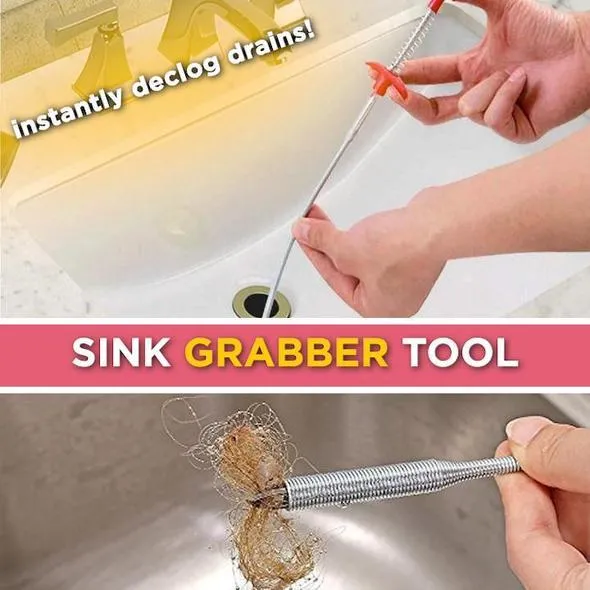 Spring Pipe Metal Wire Brush Hand Sink Cleaning Hook Sewer Dredging Device Hair Dredging Tool for Sewer Kitchen Sink Bathroom Tub Toilet Drains
