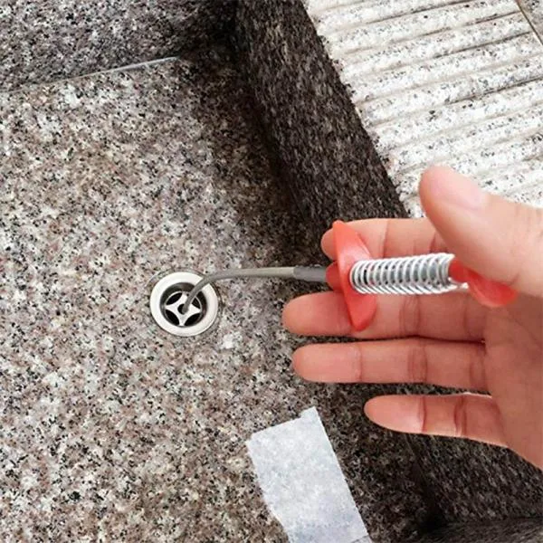 Spring Pipe Metal Wire Brush Hand Sink Cleaning Hook Sewer Dredging Device Hair Dredging Tool for Sewer Kitchen Sink Bathroom Tub Toilet Drains