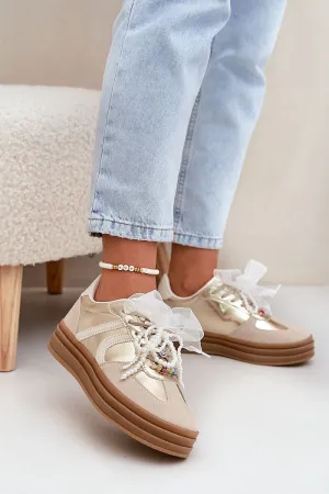 Step in Style Beige Eco-suede Sport Shoes Sneakers