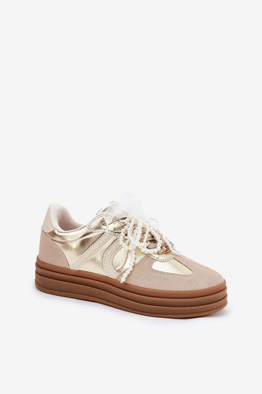 Step in Style Beige Eco-suede Sport Shoes Sneakers