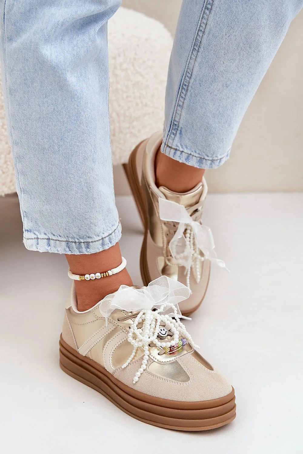Step in Style Beige Eco-suede Sport Shoes Sneakers