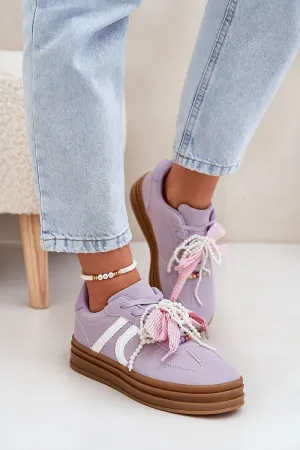 Step in Style Women's Lavender Eco-suede Sports Shoes Sneakers