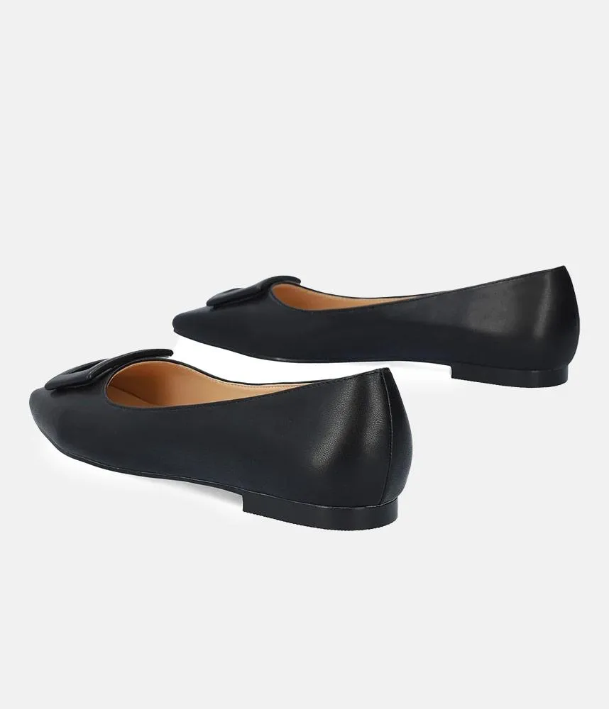Stylish Black Buckle Ballet Flats