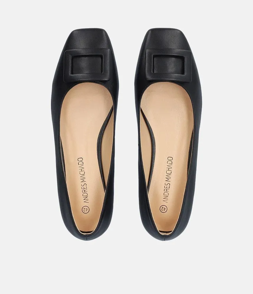 Stylish Black Buckle Ballet Flats