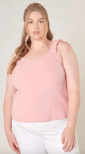 Sugarlips - High Roller Ruffle Strap Ribbed Knit Tank - Plus Size (Final Sale)