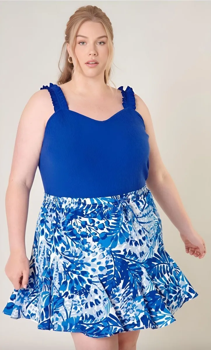 Sugarlips - High Roller Ruffle Strap Ribbed Knit Tank - Plus Size (Final Sale)