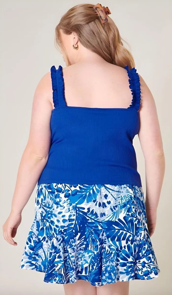 Sugarlips - High Roller Ruffle Strap Ribbed Knit Tank - Plus Size (Final Sale)