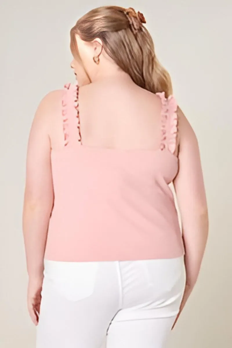 Sugarlips - High Roller Ruffle Strap Ribbed Knit Tank - Plus Size (Final Sale)