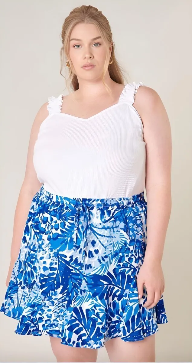 Sugarlips - High Roller Ruffle Strap Ribbed Knit Tank - Plus Size (Final Sale)