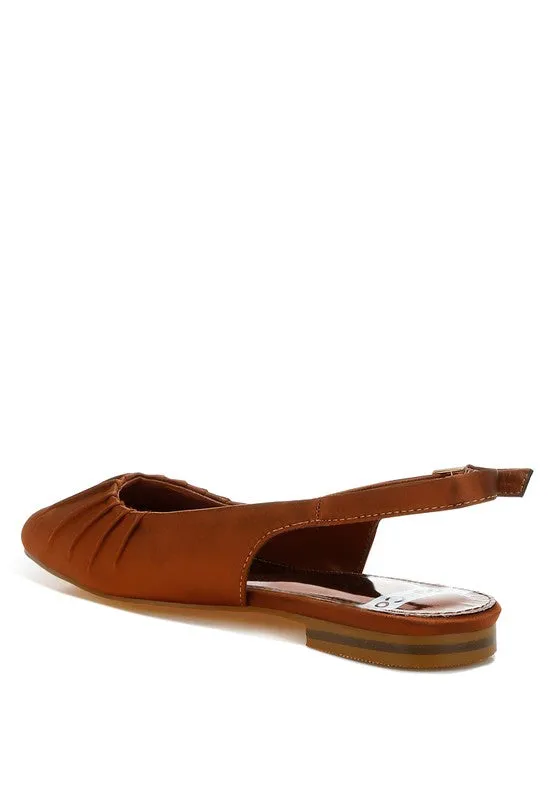 Suzette Satin Slingback Flats – Square Toe Shoes in Black, White, and Brown