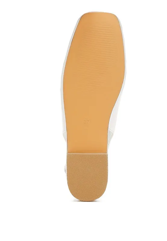 Suzette Satin Slingback Flats – Square Toe Shoes in Black, White, and Brown