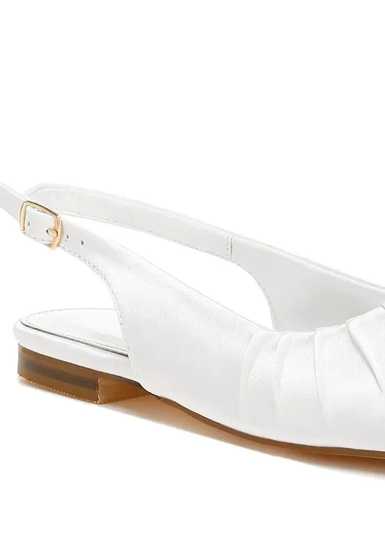 Suzette Satin Slingback Flats – Square Toe Shoes in Black, White, and Brown