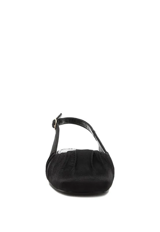 Suzette Satin Slingback Flats – Square Toe Shoes in Black, White, and Brown