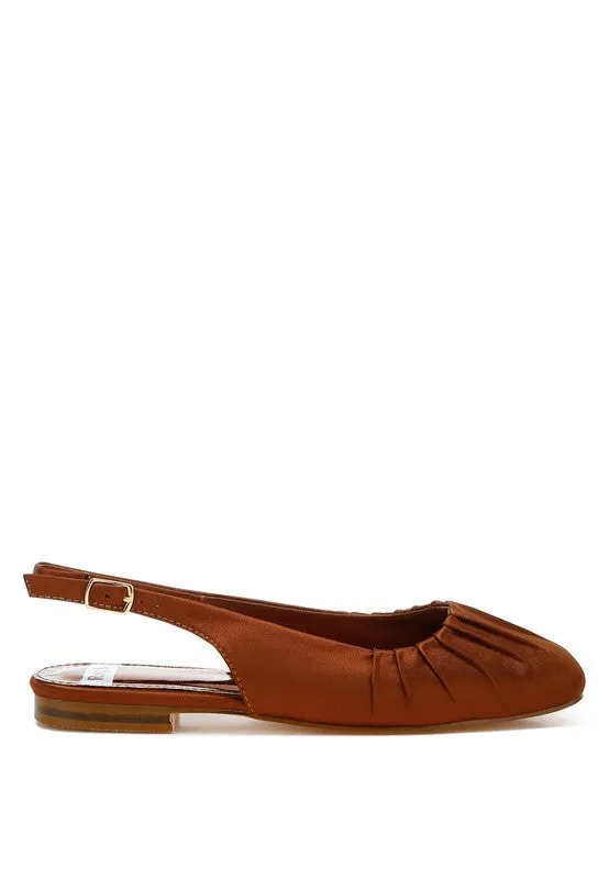 Suzette Satin Slingback Flats – Square Toe Shoes in Black, White, and Brown