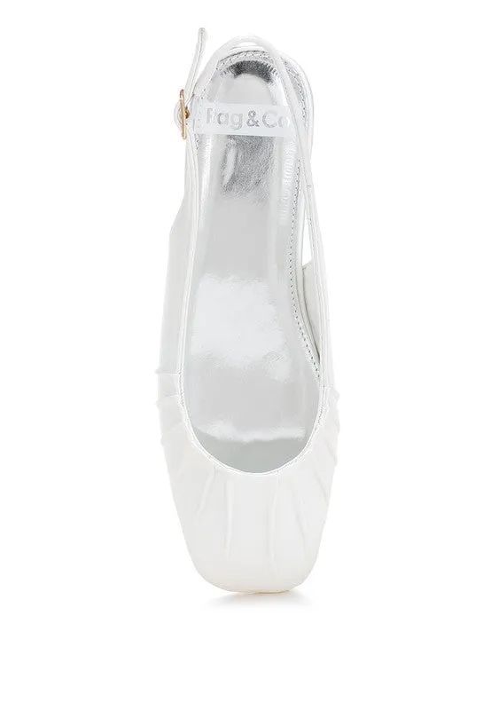 Suzette Satin Slingback Flats – Square Toe Shoes in Black, White, and Brown