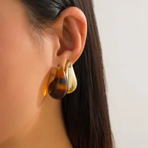 Trendy 2 Pairs Leopard Waterdrop Resin Stud Earrings Set