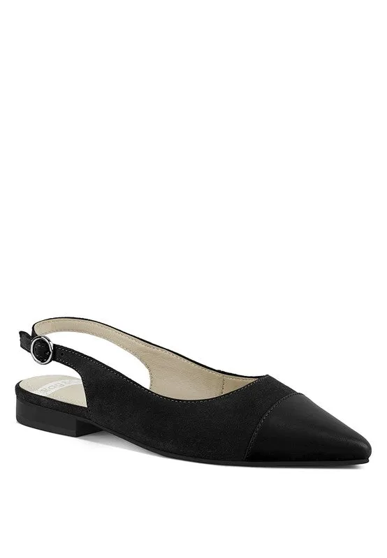 Uwaha Genuine Leather & Real Suede Slingback Flats