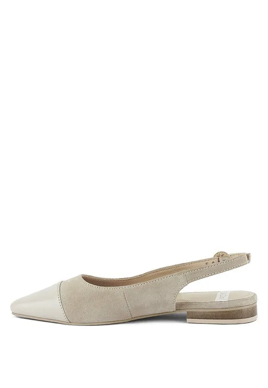 Uwaha Genuine Leather & Real Suede Slingback Flats