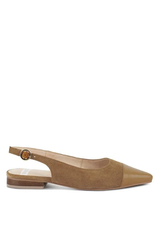 Uwaha Genuine Leather & Real Suede Slingback Flats