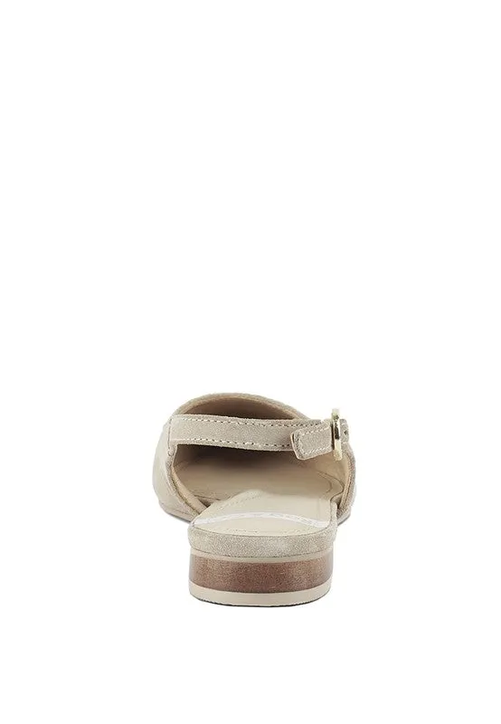 Uwaha Genuine Leather & Real Suede Slingback Flats