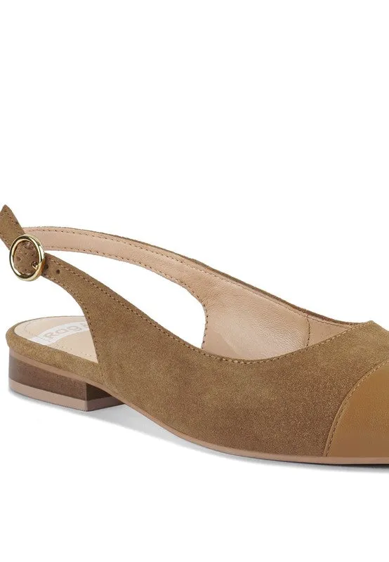 Uwaha Genuine Leather & Real Suede Slingback Flats
