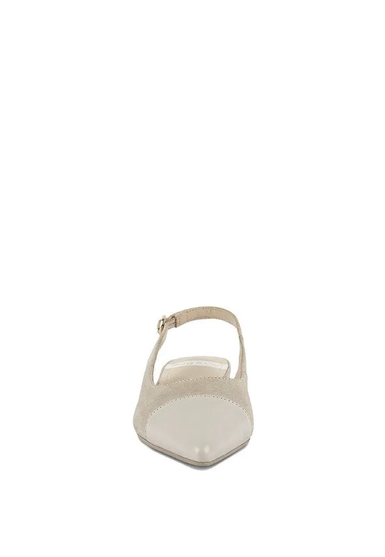 Uwaha Genuine Leather & Real Suede Slingback Flats