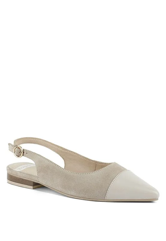 Uwaha Genuine Leather & Real Suede Slingback Flats