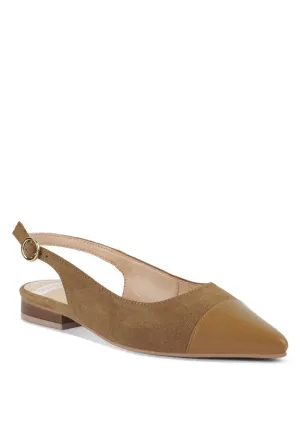 Uwaha Genuine Leather & Real Suede Slingback Flats
