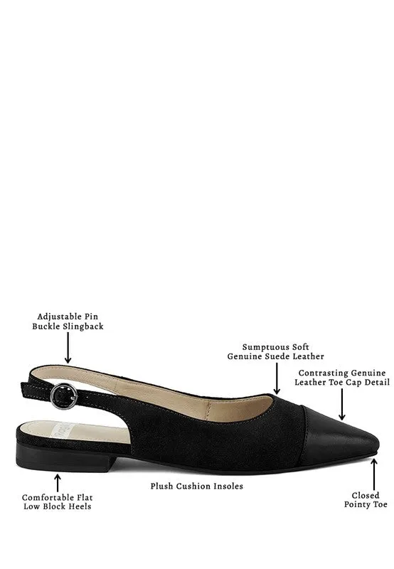 Uwaha Genuine Leather & Real Suede Slingback Flats