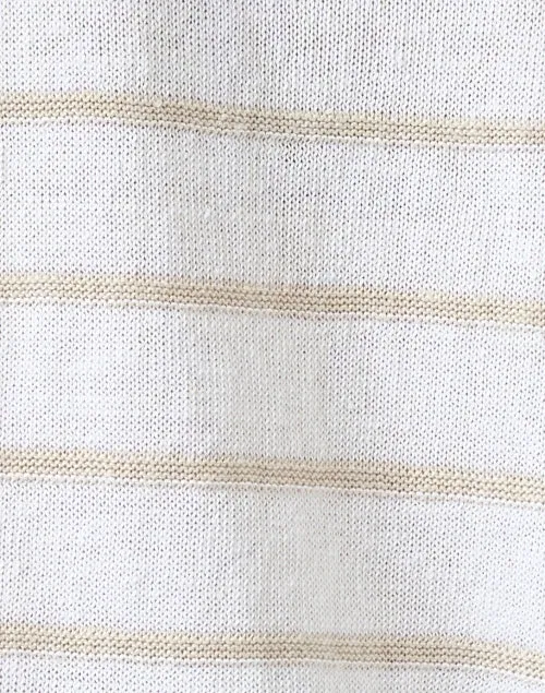 White and Beige Striped Linen Sweater