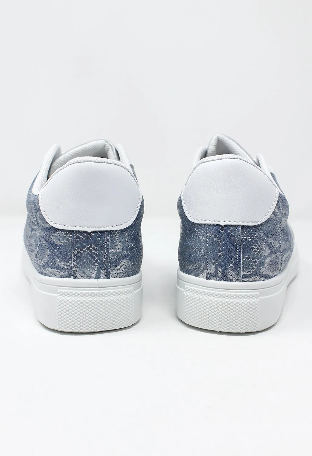 White and Blue Snake Print Trainer