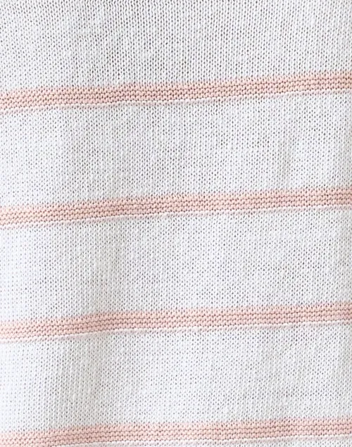 White and Pink Striped Linen Sweater