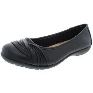 White Mountain Womens Sable Faux Leather Gathered Flats
