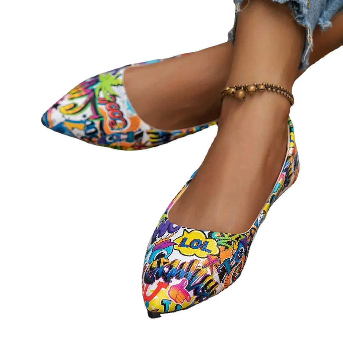 Women Pointed Toe Shoes Flat Ballerina Comfortable Casual Women Shoes
