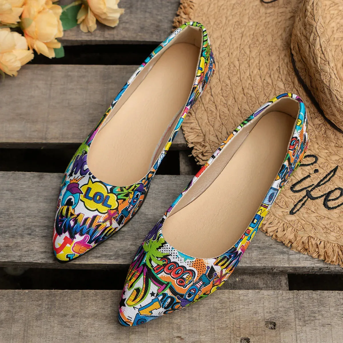 Women Pointed Toe Shoes Flat Ballerina Comfortable Casual Women Shoes