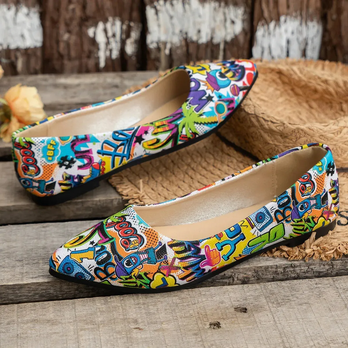 Women Pointed Toe Shoes Flat Ballerina Comfortable Casual Women Shoes