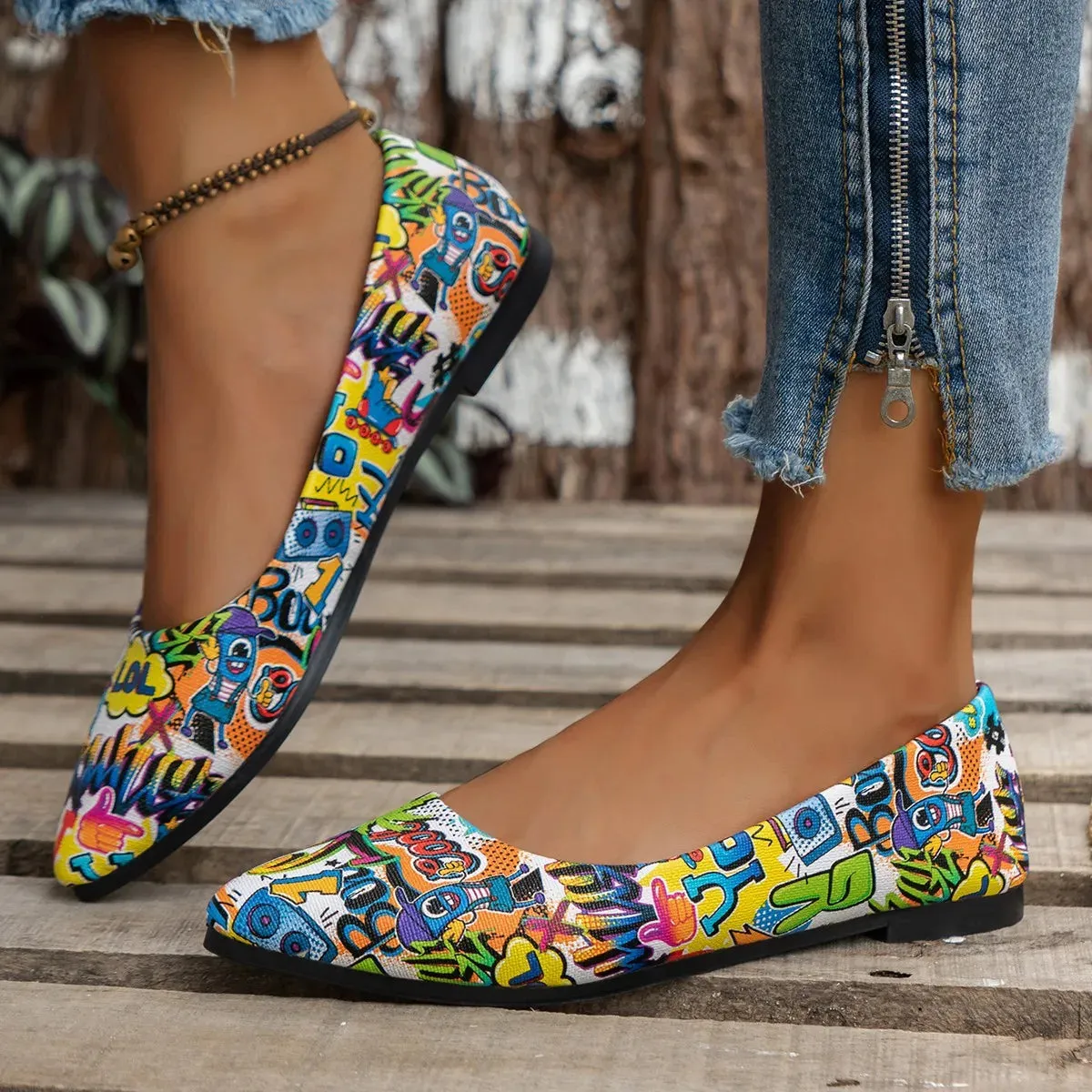 Women Pointed Toe Shoes Flat Ballerina Comfortable Casual Women Shoes