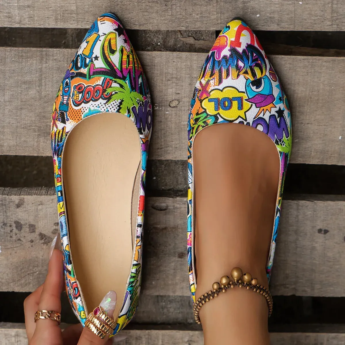 Women Pointed Toe Shoes Flat Ballerina Comfortable Casual Women Shoes