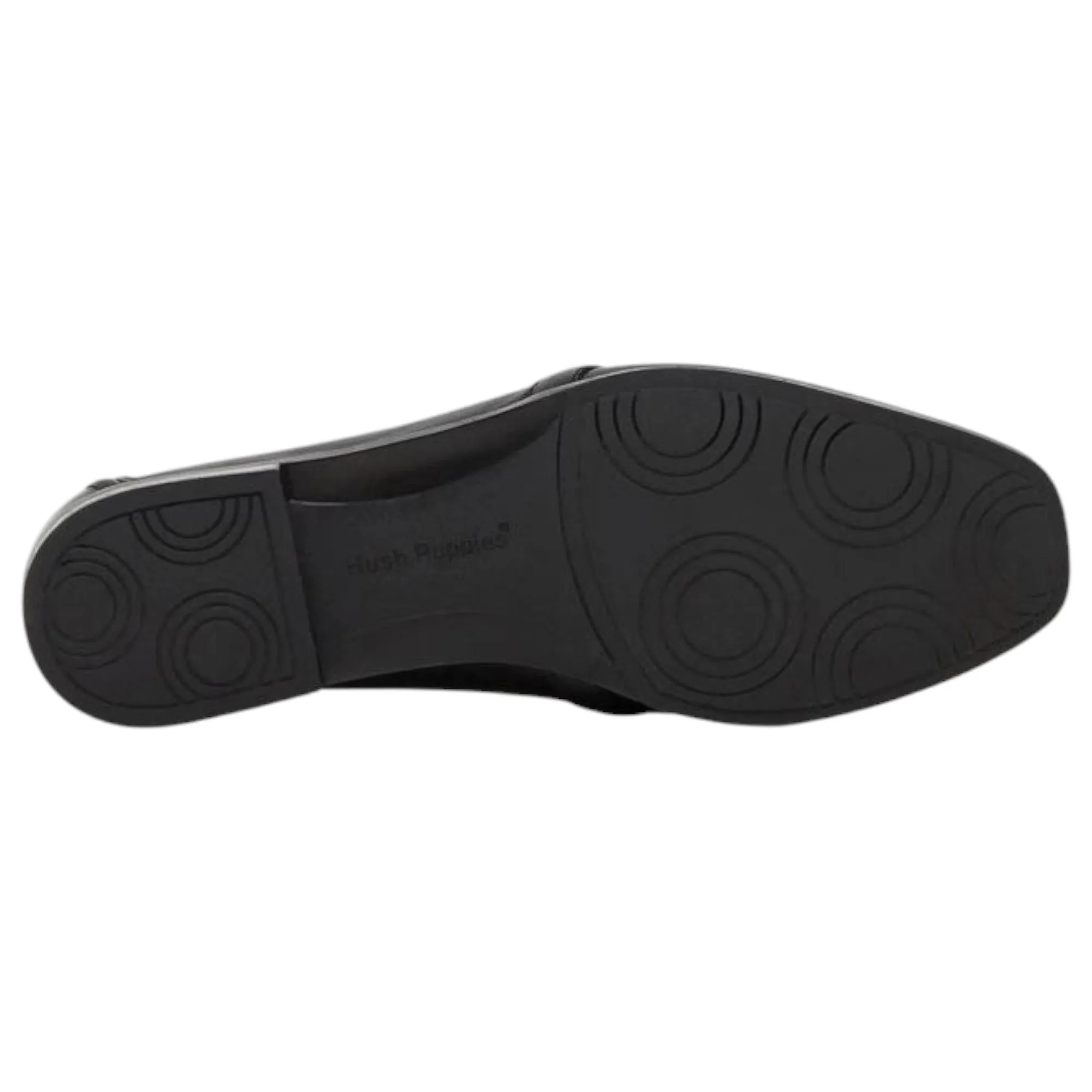 Womens Hush Puppies Zippo Black Patent Ladies Flat Slip On Formal  Shoes