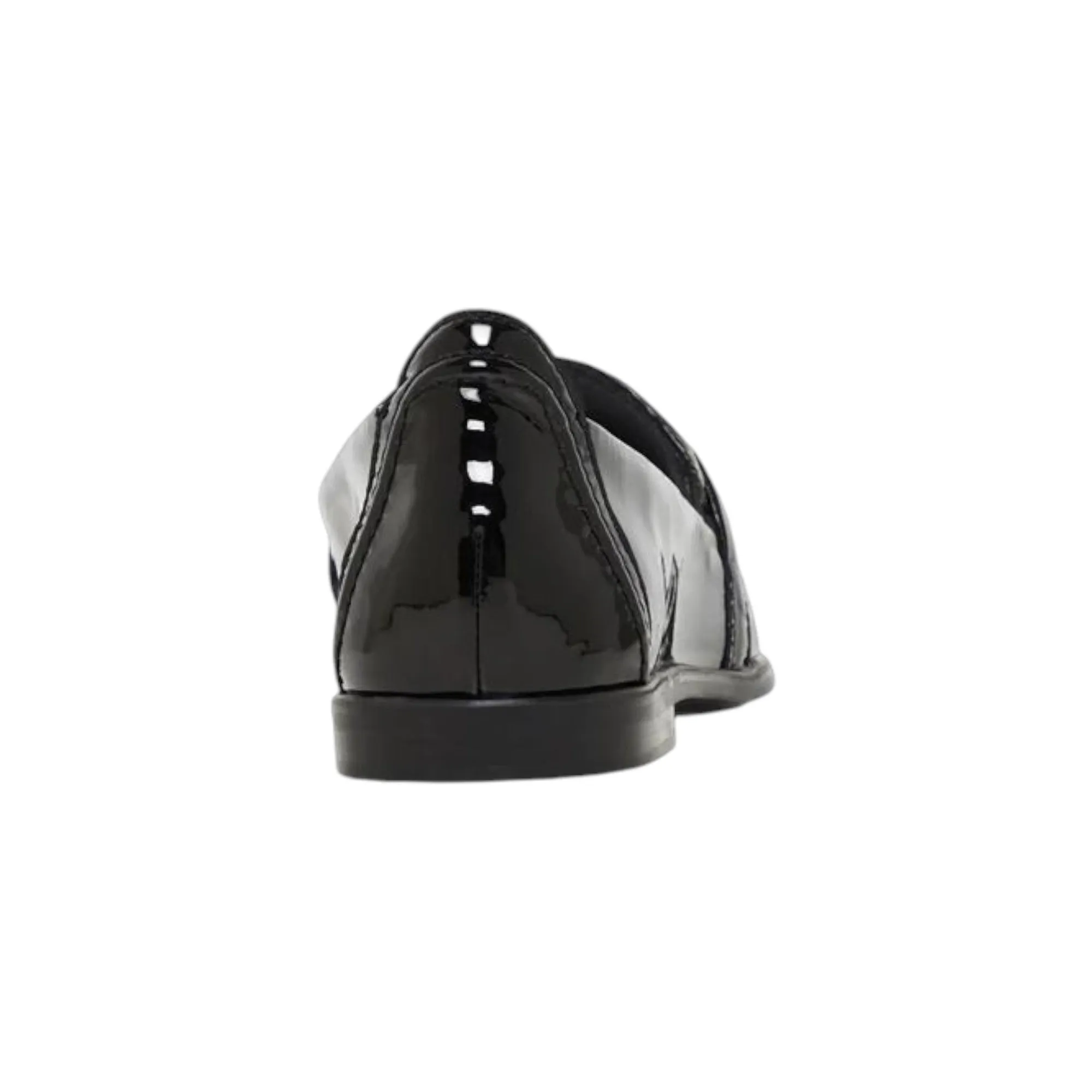 Womens Hush Puppies Zippo Black Patent Ladies Flat Slip On Formal  Shoes