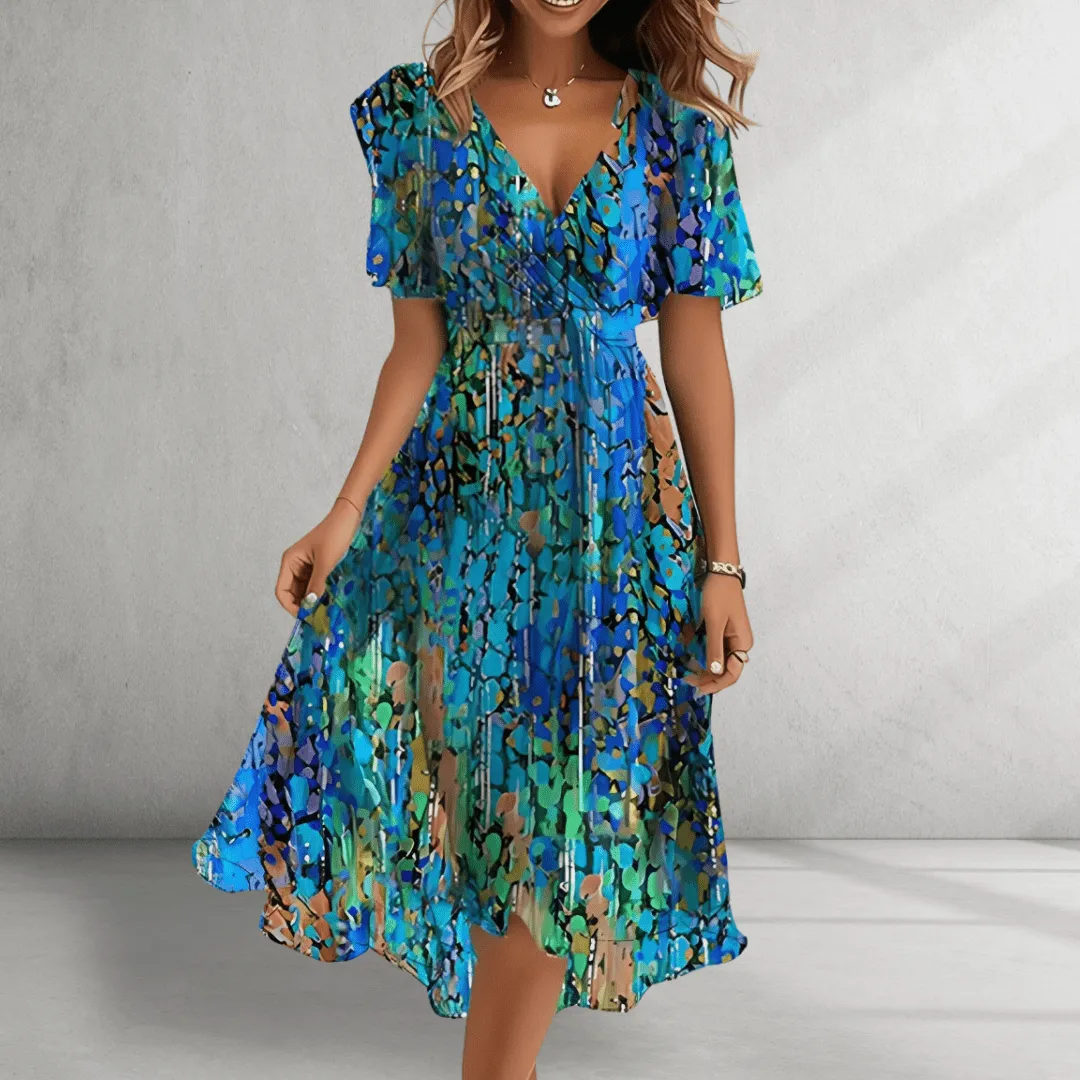 Wrap Dress – Abstract Print – Flowy Summer Fit