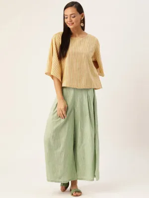 YELLOW HANDLOOM TOP BOTTOM SET