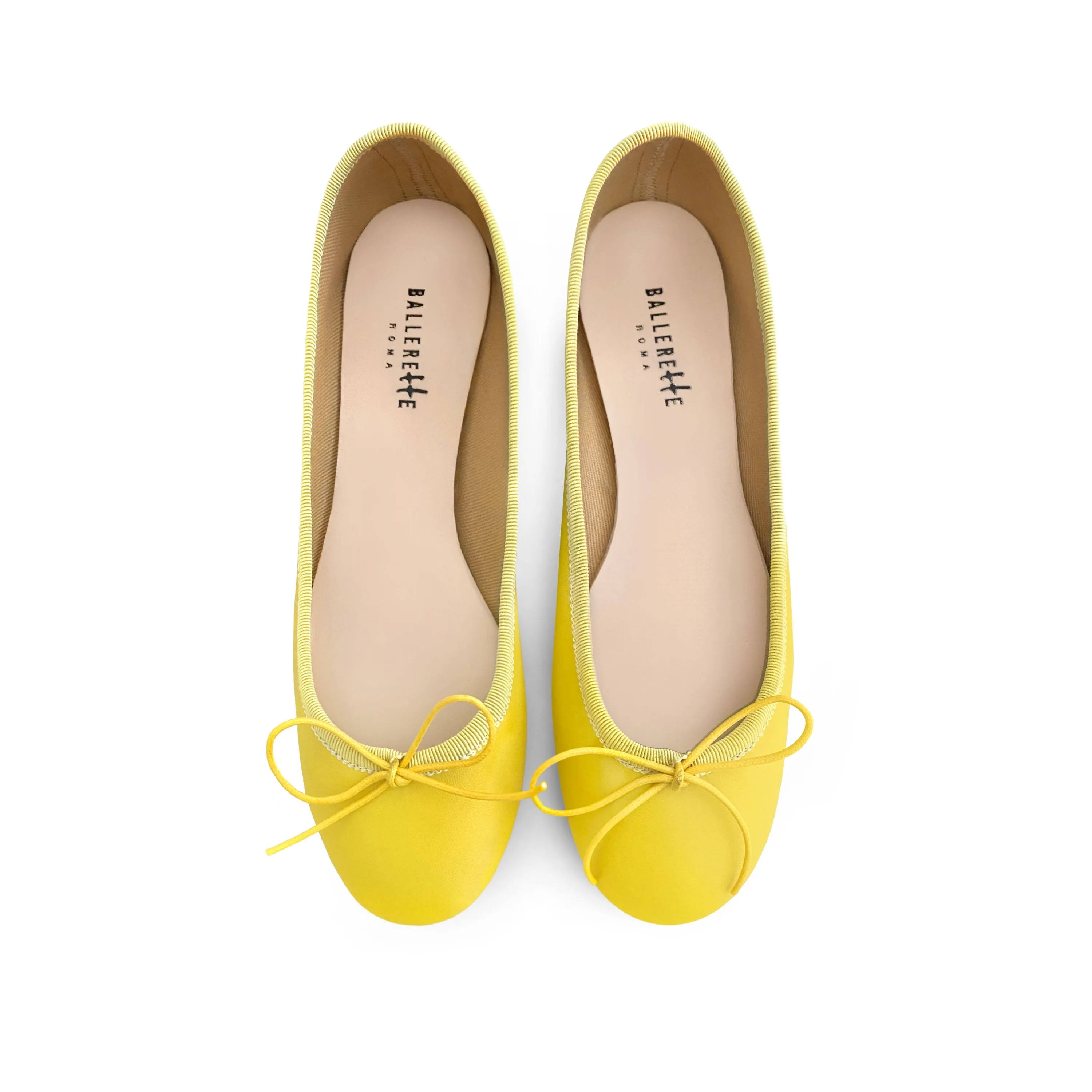 Yellow leather ballet flats