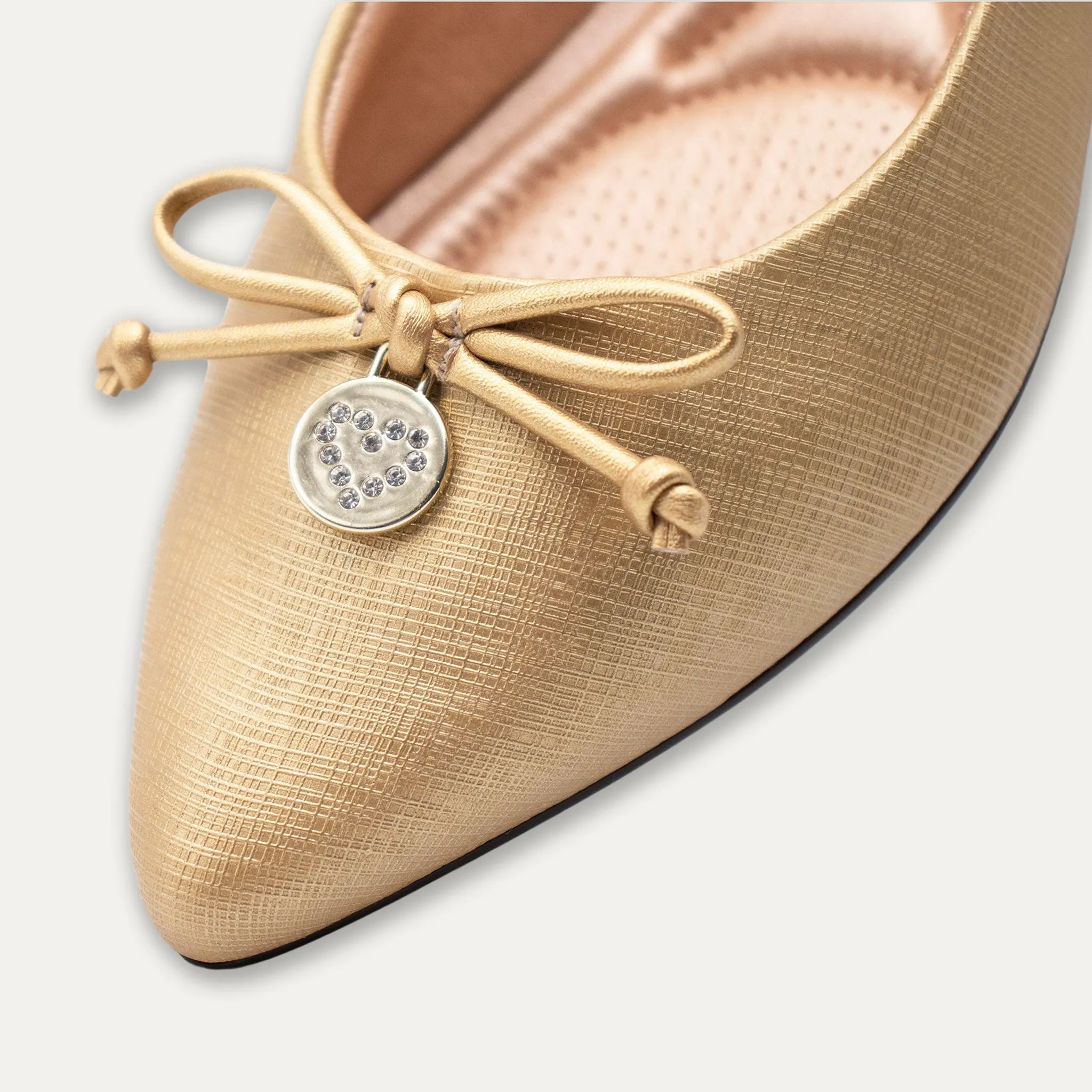 Yesenia Gold Pointed Toe Flats