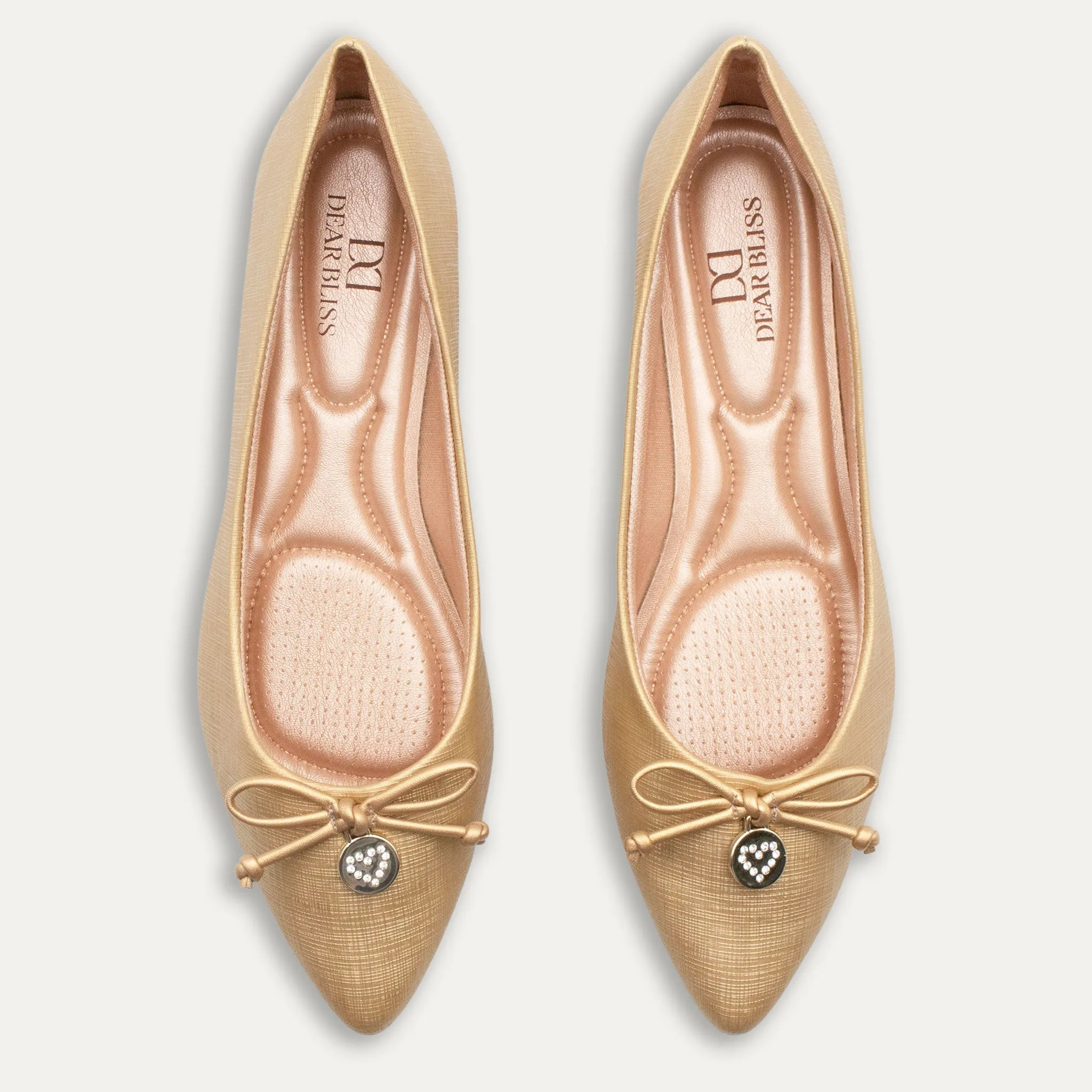 Yesenia Gold Pointed Toe Flats