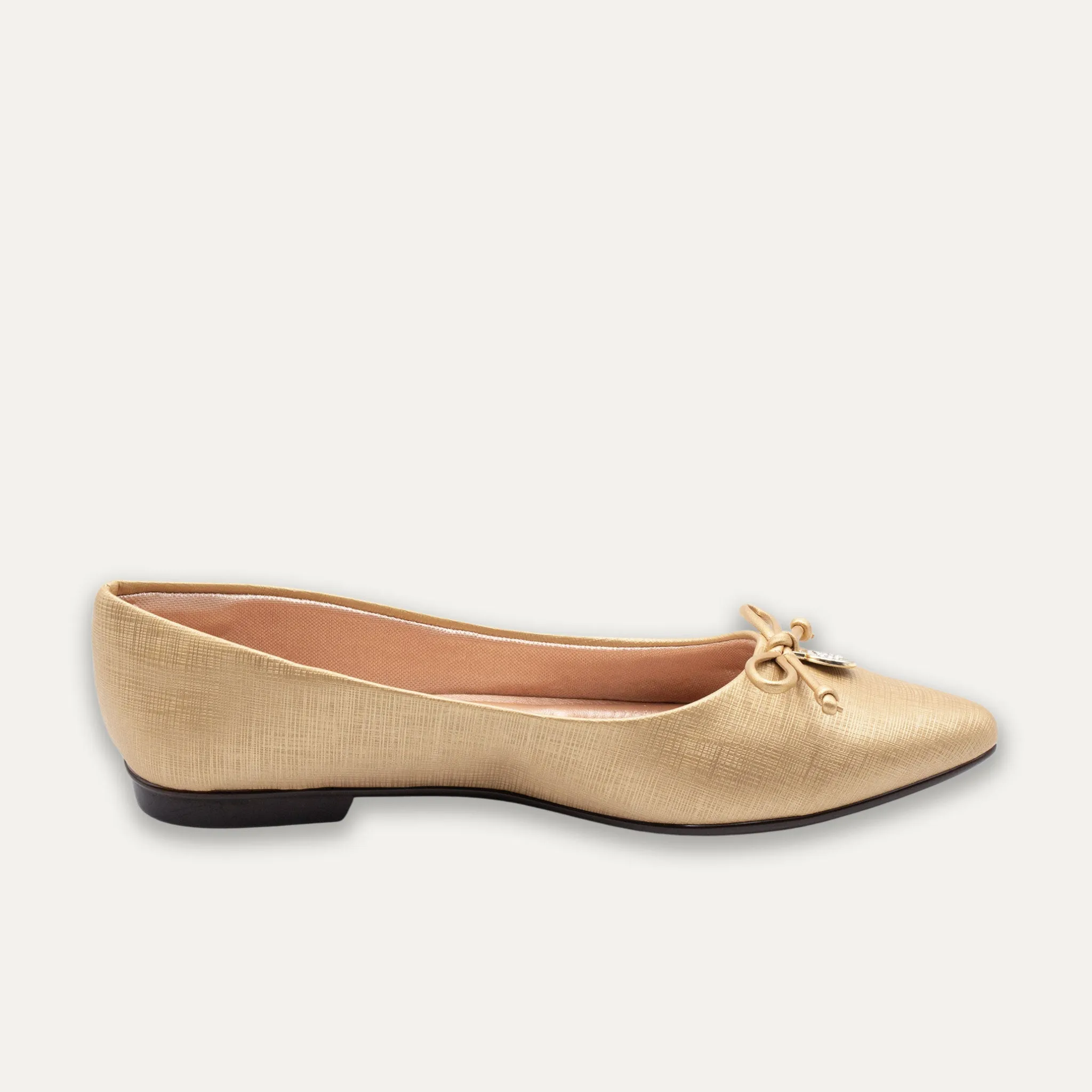 Yesenia Gold Pointed Toe Flats