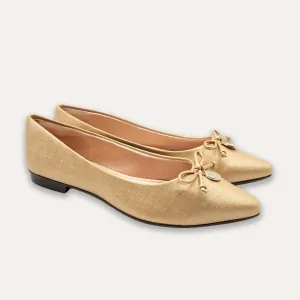 Yesenia Gold Pointed Toe Flats